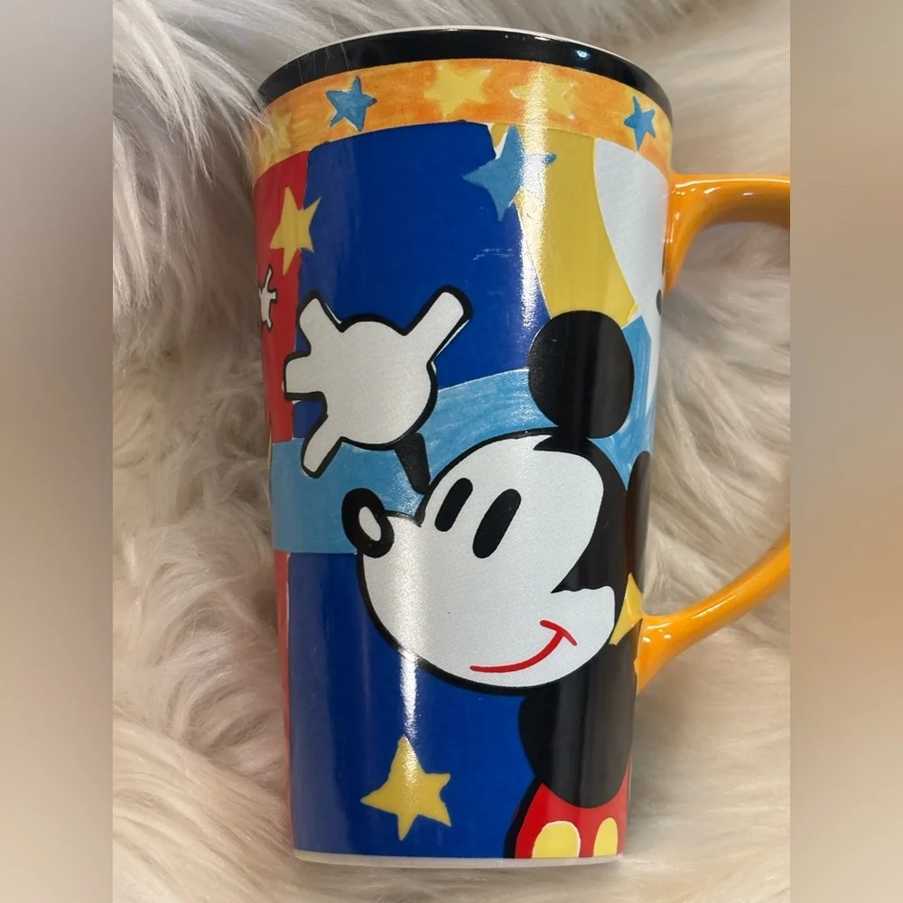 Vintage Disney Abstract Mickey, Minnie & Goofy Cafe Latte Mug NEW